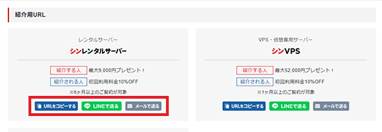 「URLをコピーする」ボタンをクリックしているスクリーンショット